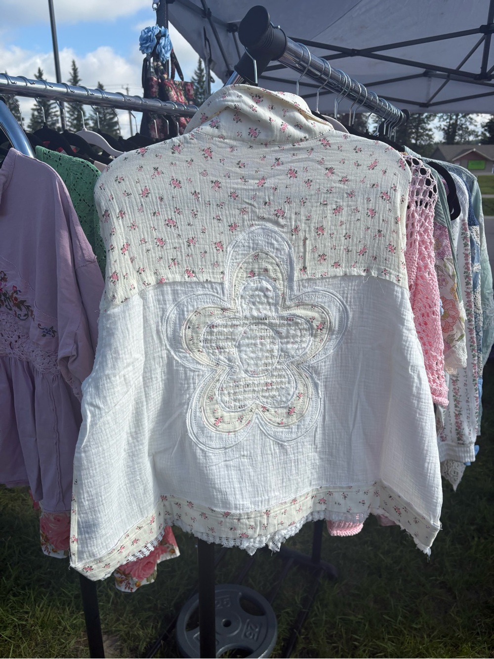 Little Roses by POL button down chambray top - Picture 4 of 4